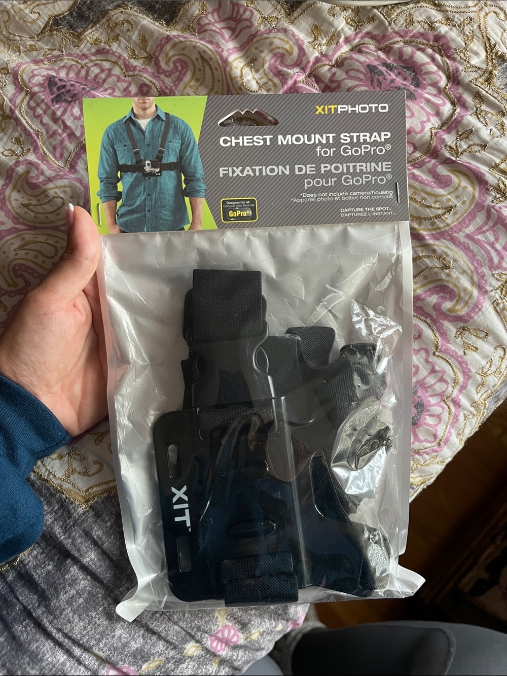 XitPhoto Black Chest Mount Strap for GoPro - Adjustable Male Harness